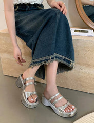 Crystal Decoration Street Style Platform High Heel Sandals