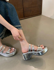 Crystal Decoration Street Style Platform High Heel Sandals