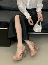 Crystal Designer Rhinestone Patent Leather Platform High Heels Sandals