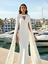 Crystal Cape Sleeve Maxi Dress White