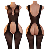 Deep V Crotchless Lingerie Lace Sexiest Babydoll Full Bodystocking Erotic Costumes Teddy Open Bra Porn Underwear