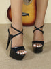 Designer Nightclub Stage Glossy Holographic Thick Platform High Heels