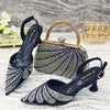 Diamond Studded Pointed Toe Party High Heels Gorgeous Shoes and Bag