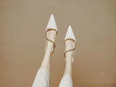 Elegant Ankle Strap Leather Rivet Pointed Toe Thin High Heel