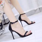 Elegant Buckle Comfortable Open Toe Solid Color High Heels Sandals