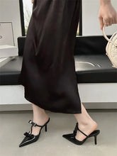 Elegant Butterfly-Knot Patent Leather Pointed Toe Fashion Thin High Heels
