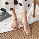 Elegant Cross Tied Narrow Band Formal Wear Leather Sandals
