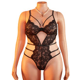 Elegant Floral Lace Cropped Jumpsuit Breathable Off-Shoulder Plus Size Bodysuit