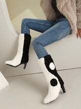 Elegant Geometric Blocked Circular Pattern Irregular Thick Heel