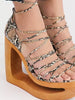 Elegant Strange Style Tie Up Snake Pattern Heels