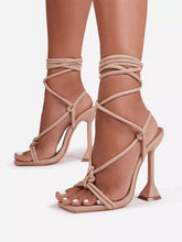 Elegant Lace Up Knotted Strappy Heel