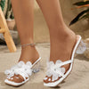 Elegant Mesh Floral Open Fashion Appliques Slip On Sandals