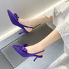 Elegant Open Bow Tie Low Pointed Back Strap Stiletto High Heels