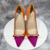 Elegant Patchwork Flock Pointy Toe Stiletto Pumps High Heel Shoes