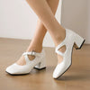 Elegant Patent Leather Pumps Buckle Strap Heels