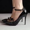 Elegant Pointed Toe Stiletto Ankle Buckle Strap Pumps Thin High Heels