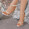 Elegant Rhinestone Narrow Band Open Toe Thin High Heels