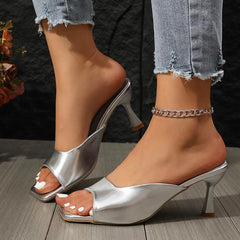 Elegant Shallow Rubber Comfortable Square Toe Stiletto Heels