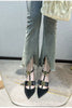 Elegant Solid Pointed Toe Shallow Bowknot Heeled High Heels