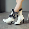 Elegant Solid Rabbit fur Round Toe thin heels knee-high warm boots