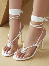 Elegant Solid color Daily Casual Flip Flop Lace Up High Heel