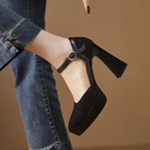 Elegant Stripper Platform Pointed Toe Super High Heel Block Chunky Sandals