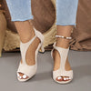 Casual Large Size Side Air Heel Back Zipper Bag Fish Mouth Shoes