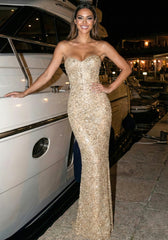 Embellished Strapless Bustier Maxi Dress Nude