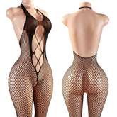 Erotic Lingeries Woman Crotchless Bodystocking Black Sheer Costume Sexiest Night Dress Mesh Hollow Underwear
