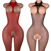 Erotic Sheer Bodystocking Lingerie Red Bodysuit Porn Sleeveless Underwear Body Open Bras Crotchless Costume