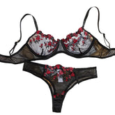 Fairy Lingerie Transparent Bralette 2-Piece Underwear Sets Floral Embroidery Steel Ring Bra And Panty Exotic Set
