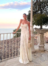 Floral Corset Maxi Dress Ivory