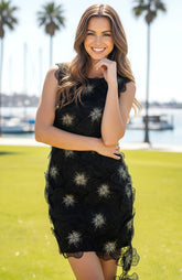 Mesh Floral Detail Dress Black