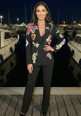 Floral Detail Suit Black