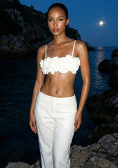 Floral Detail Two Piece Jumpsuit White