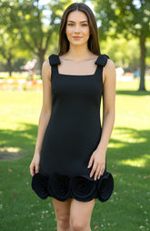 Floral Hem Dress Black