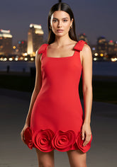 Floral Hem Dress Red