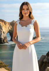 Floral Neckline A Line Midi Dress White