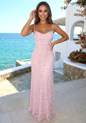 Floral Strappy Back A Line Maxi Dress Pink
