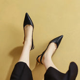 Formal Genuine Leather Knot Pointed Toe Thin High Heel Sandals