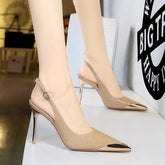 Formal Occasion Stiletto Metal Chain Patchwork High Heels Sandals