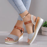 Formal Soft Dressing Style Ankle Strap Shallow Wedge Sandals