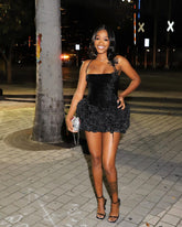 Halter Corset Floral Dress Black