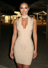 Halter Structured Dress Nude