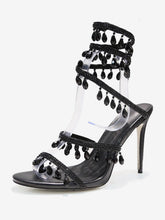 High Heel Sandals Women Open Toe Rhinestones Lace Up Prom shoes