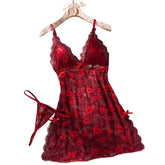Girl Babydoll Dress Sleeveless Spaghetti Strap Mini Party Nightwear Thong Underwear Lingerie Date Gift Set
