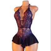 Lingerie Crotchless Porn Underwear Hollow Backless Babydolls Bodysuit Deep V Open Bra Night Dress Transparent Clothing