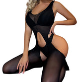 Mesh Backless Bodystocking Hollow Out Open Crotch Lingerie Underwear Temptation Erotic Catsuit intimate