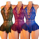 Deep V Neck Bodysurit Crotchless Bold Lingerie Erotic Babydoll Tights Transparent Porn Desire Underwear