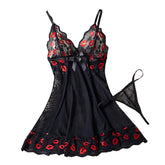 Lace Contrasting Babydoll Dress Underwear With Thongs Night Costumes